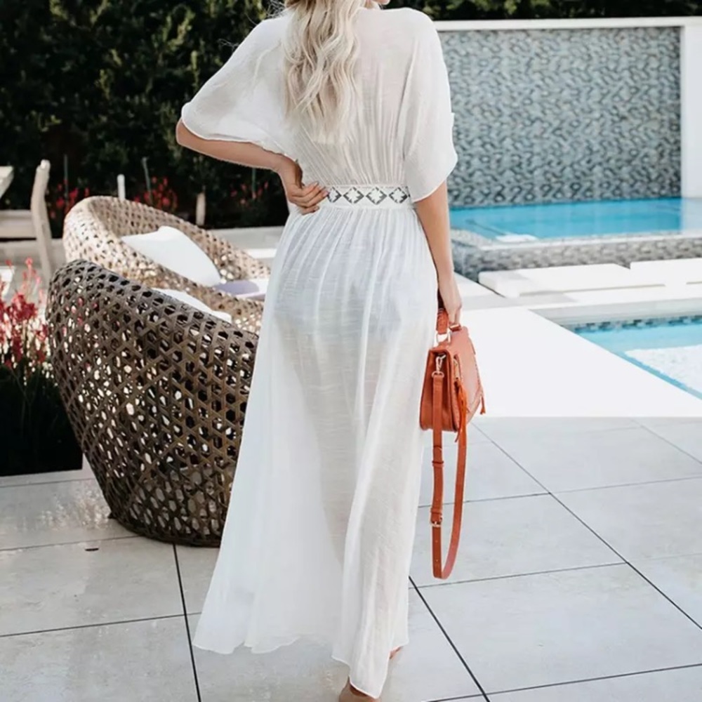 5⭐️Fave White Crochet Lace Kimono Duster - Picture 2 of 6